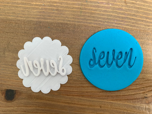 Seven Cursive - Cookie Stamp Embosser